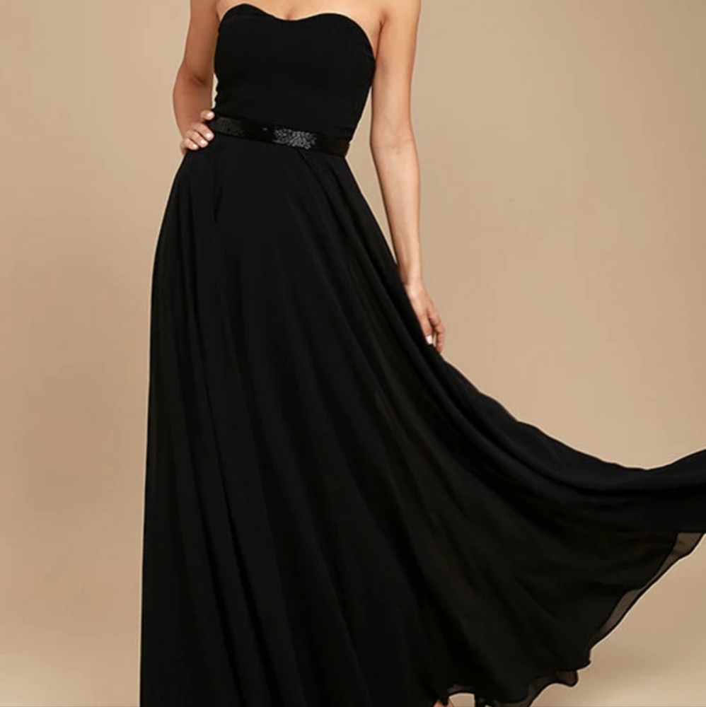 Dream of Me Black Strapless Beaded Maxi Dress